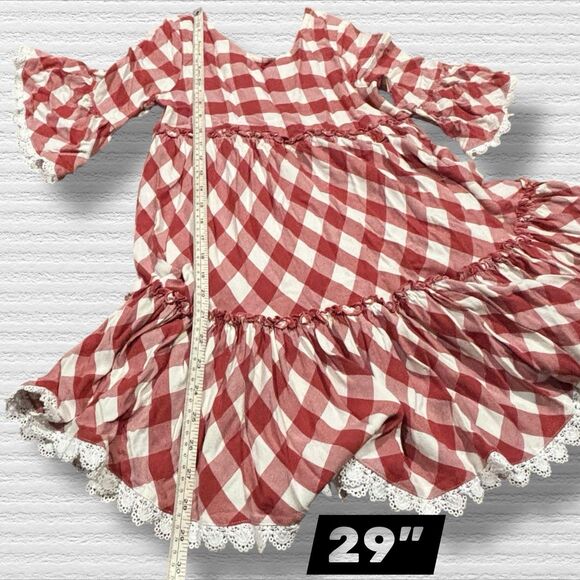 Matilda Jane Just Imagine Kassidy Plaid Twill Ruffle Dress Girls 10 Gingham Red - Picture 3 of 7